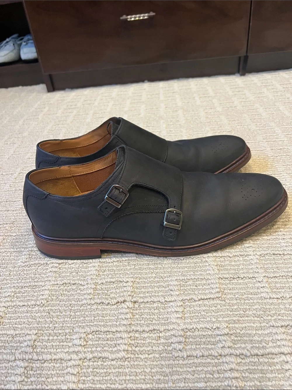 Men's Double Monk Strap Dress Shoes - midnight navy